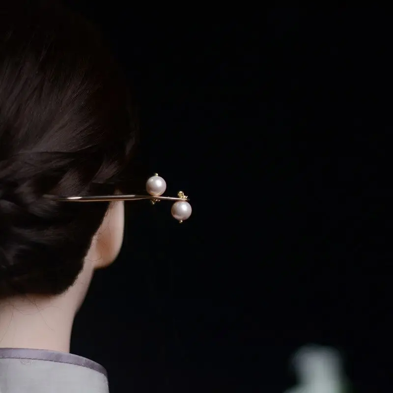 Vintage Kovové Vlasy Stick s Perlami Elegantné Doplnky do Vlasov pre Ženy