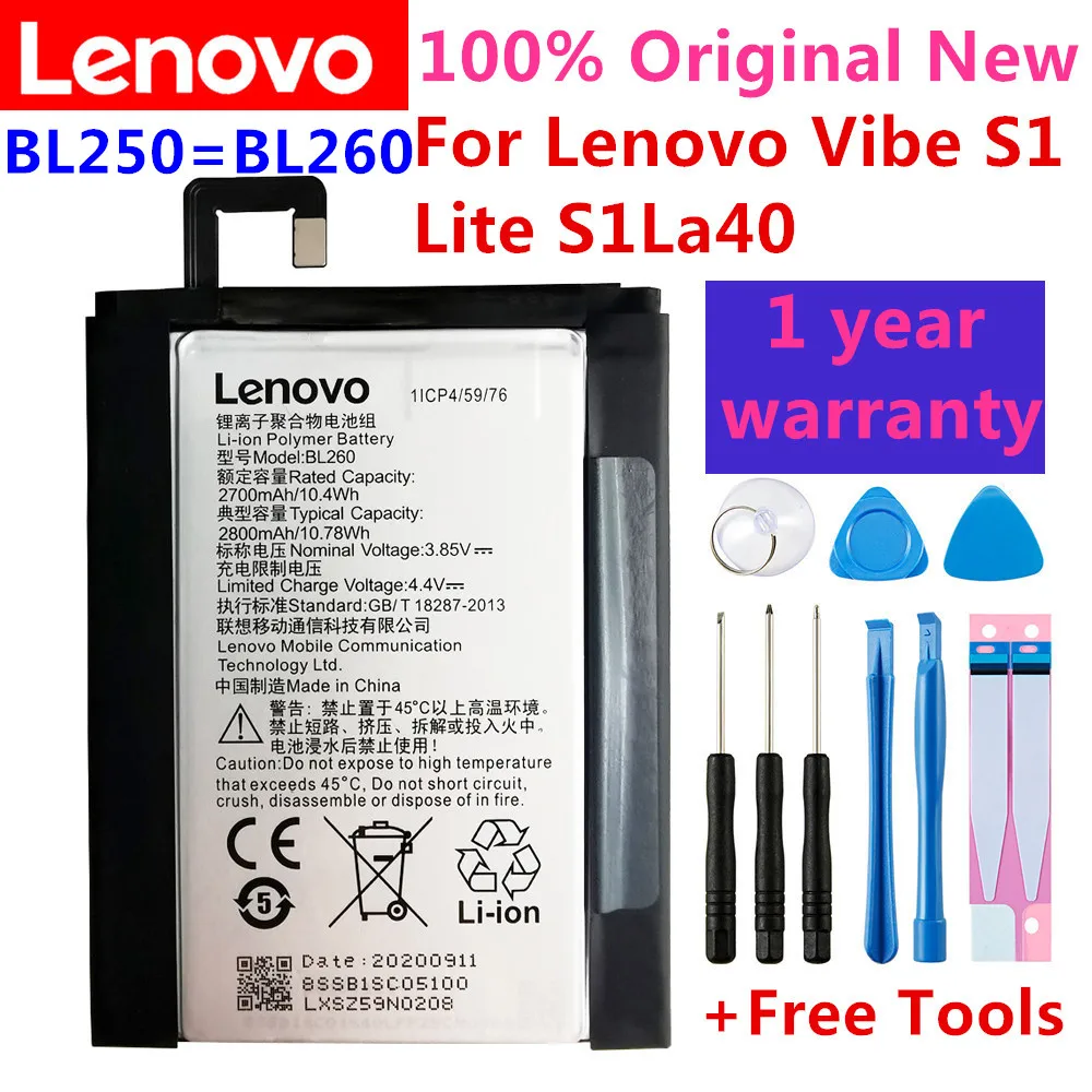 New Vysoká kvalita 2800mAh BL250 / BL260 batérie Batterie pre Lenovo ATMOSFÉRA S1 S1c50 S1a40 s1 a40 Telefón Bateria