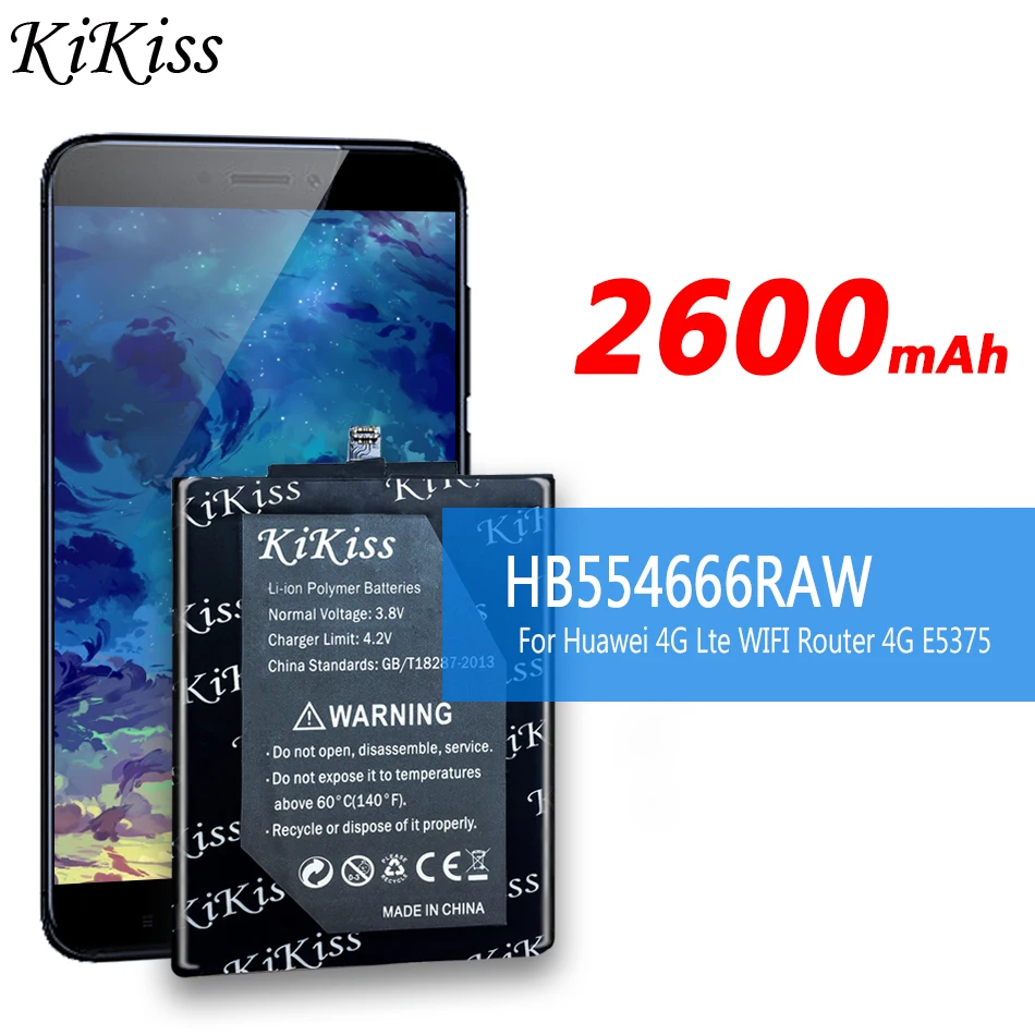 KiKiss Batérie HB554666RAW Pre Hua wei Pre HUAWEI 4G Lte, WIFI Router E5372 E5375 EC5377 E5373 E5330 E5336 E5351 E5372 E5356