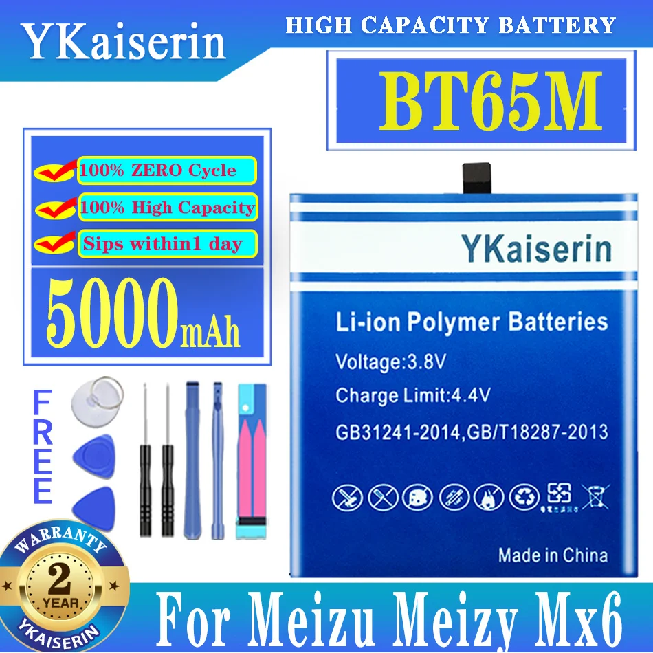 YKaiserin Pre Mei Zu BT65M 5000mAh Batérie Pre Meizu Meizy Mx6 kontakty batérie + Bezplatné Nástroje