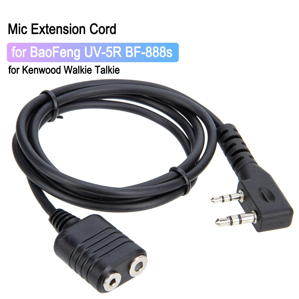 1Pcs 1m Mic Slúchadlo Predlžovací Kábel 2-Pin K Typu Headset Mikrofón Mic Kábel Ham Rádio Diely pre Kenwood pre Baofeng UV-5R 888S