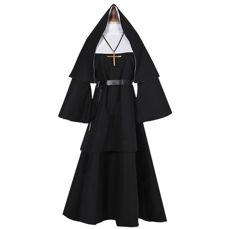Halloween TheNun Ghost Mníška Cos Oblečenie Horor Mníška Oblečenie Kňaza Cosplay Kostým
