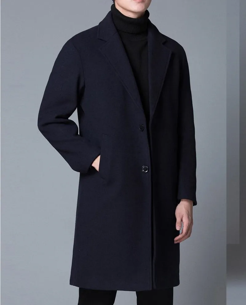 Pánske Vlnené Zmesi Britský Štýl Singel svojim Výkopu stierka Dlho zákopy Srsti mužské Oblečenie Klasické Obchodné bežné kabát