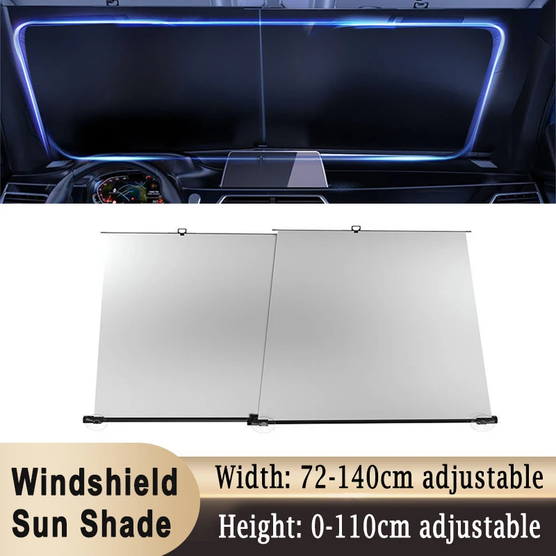 Zaťahovacie čelného skla slnečník Úplné Predné Okno Slnečník Krytu UV UPF50+ Ray Blokovanie na Ochranu pred Slnkom 0-110 cm x 72-140 cm