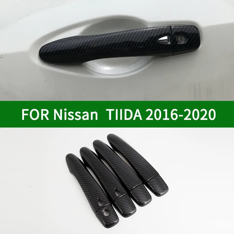 Pre NISSAN TIIDA c13 2016-2020 dvere auta rukoväť kryt,carbon fiber vzor kryt výbava 2017 2018 2019