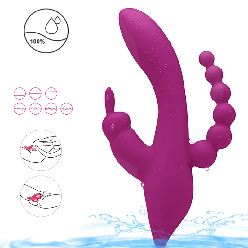 12 Funkcia Nabíjateľná Rabbit Vibrátor G-spot a P-spot Análny Vibrátor Triple Krivky Klitoris Stimulátor Dildo Vibrátor pre Ženy