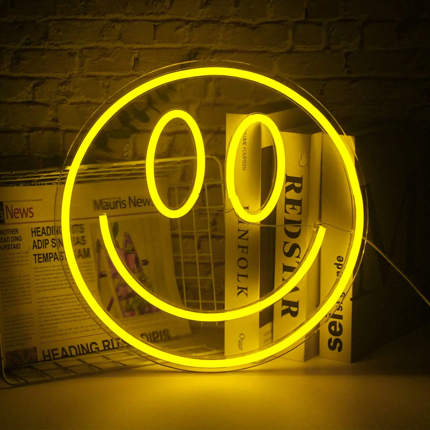 Úsmev, Tvár, Neónový nápis Led, Neónové svietidlo Nástenné Dekor Smajlíka USB Powered Žltá Neon Značky pre Spálňa, detská Izba Party Dekorácie