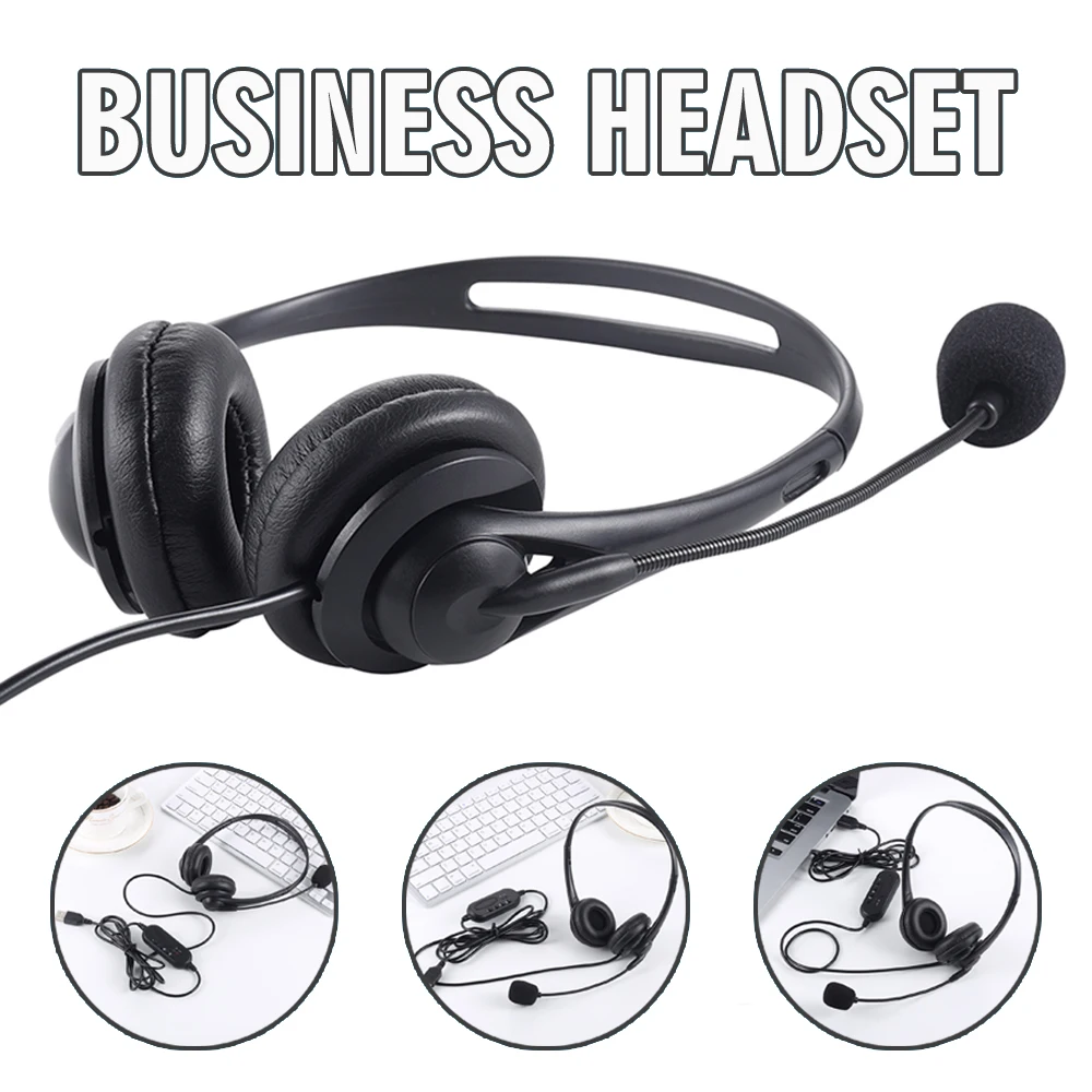 Pohiks 1pc Black Prenosné USB Headset Ergonomický Dizajn Mikrofónu on-Line vzdelávacích Služieb Zákazníkom Headset