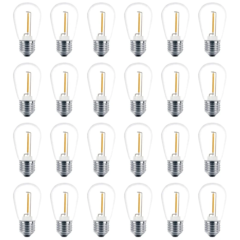 HOT PREDAJ 24 Pack 3V LED S14 Výmenu Žiarovky, Nerozbitné Vonkajšie Slnečné String Žiarovky, Teplá Biela
