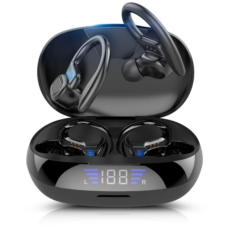 TWS Bluetooth Slúchadlá S Mikrofónom Šport Ucho LED Displej Bezdrôtové Slúchadlá HiFi Stereo Slúchadlá Vodotesné Slúchadlá