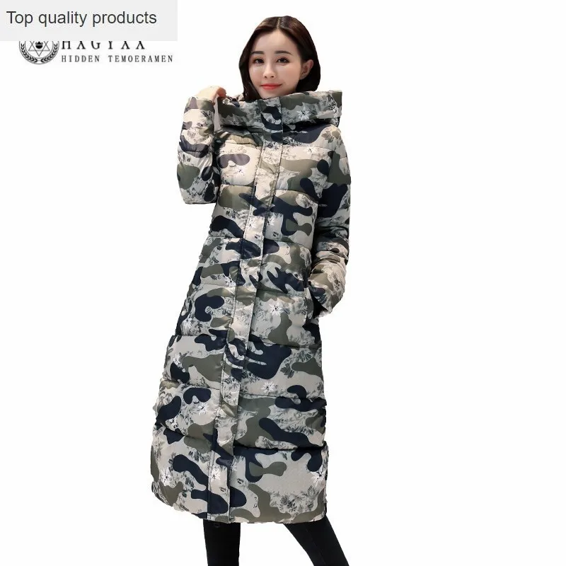 Ženy Zimný Kabát Bavlna Čalúnená Oblečenie Dlho Plus Veľkosť Kamufláž Bunda Žena Hrubšie Kórejský Módne Oblečenie Slim Vetrovka J035