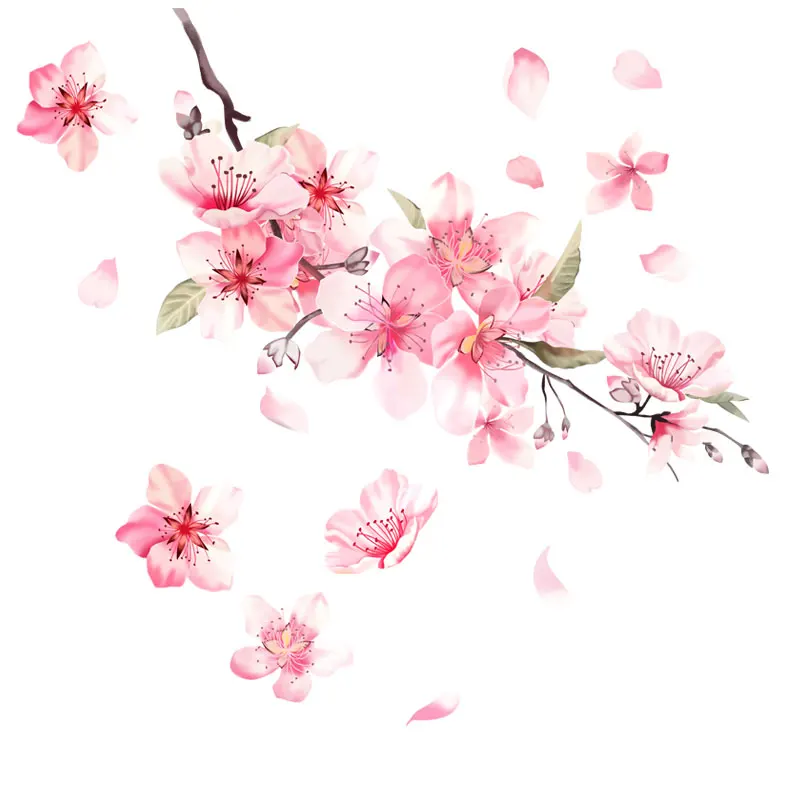Orientálna Cherry Blossom Vinyl Láska Auto Auto Kvetinové Kúzlo Nálepky Ružová Odtlačkový Zvýrazniť Okno Automobilu Romantika Dekor Kk25*24 cm