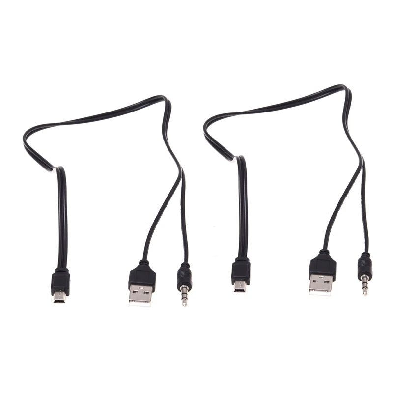 2X 3,5 Mm Aux USB2.0 Male Mini 5 Pin USB Prenosný Reproduktor Audio Kábel