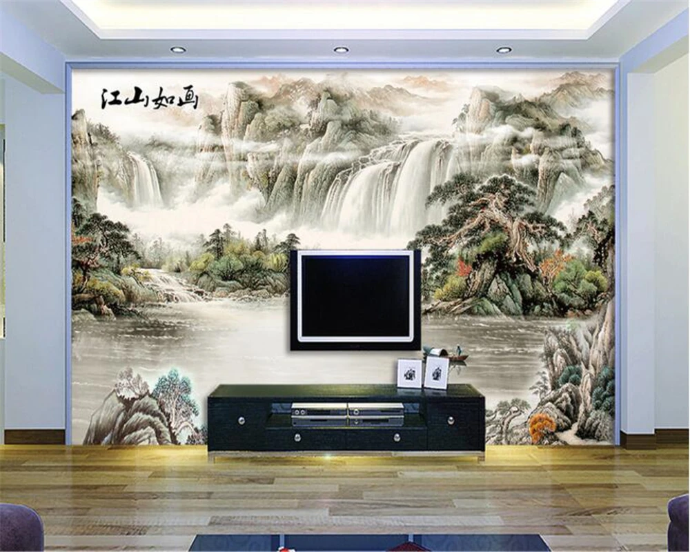 beibehang Vlastné 3D Fotografie Tapety Čínsky Atrament krajiny nástenná maľba 3D Obývacia Izba, Spálňa Tapetu Pozadia 3d nástenné maľby