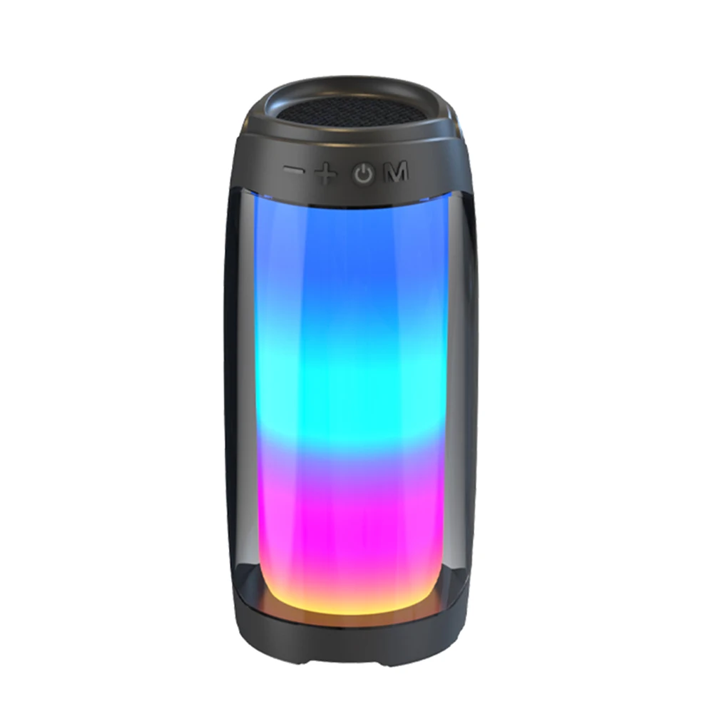 Bluetooth Reproduktor Celej Obrazovke 3D Farebné LED Svetlo Prenosné hi-fi Reproduktor Vynikajúce Basy Bezdrôtové Zvukové Pole(Black)