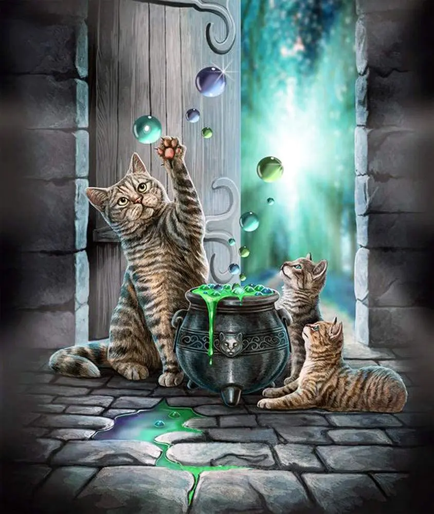 5D Plné Kolo s AB Vŕtať Mozaiky Výšivky Tri Mačky Zvierat Diamond Súpravy Maľovanie Cross Stitch Vianočný Darček