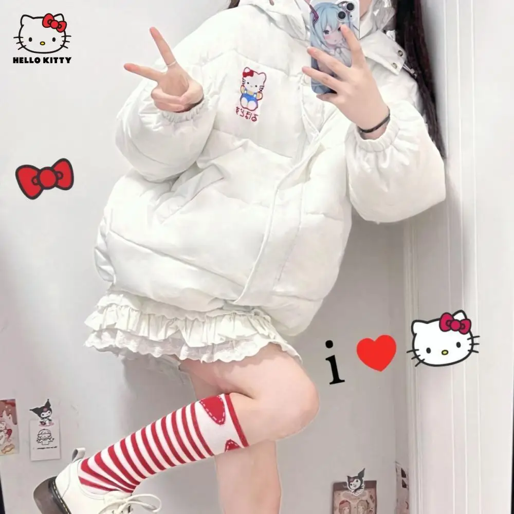 Zimné Hello Kitty Nadol Bundy Bavlna Dievča Hrubé Cartoon Krásne Študentské Udržať V Teple Chlieb Kabát, Bundu Kuromi Melódie Oblečenie Darček