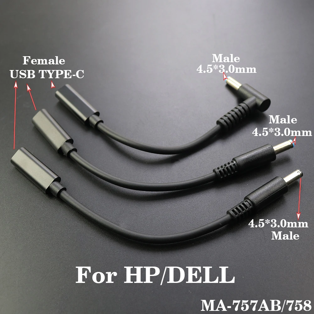 Ženské až 4.5x3.0 mm Konektor Prevodník DC Jack PD USB Typu C Kábel Domácnosti Počítač Bezpečnosť Diely na HP/DELL Notebook, Nabíjačka Adapte
