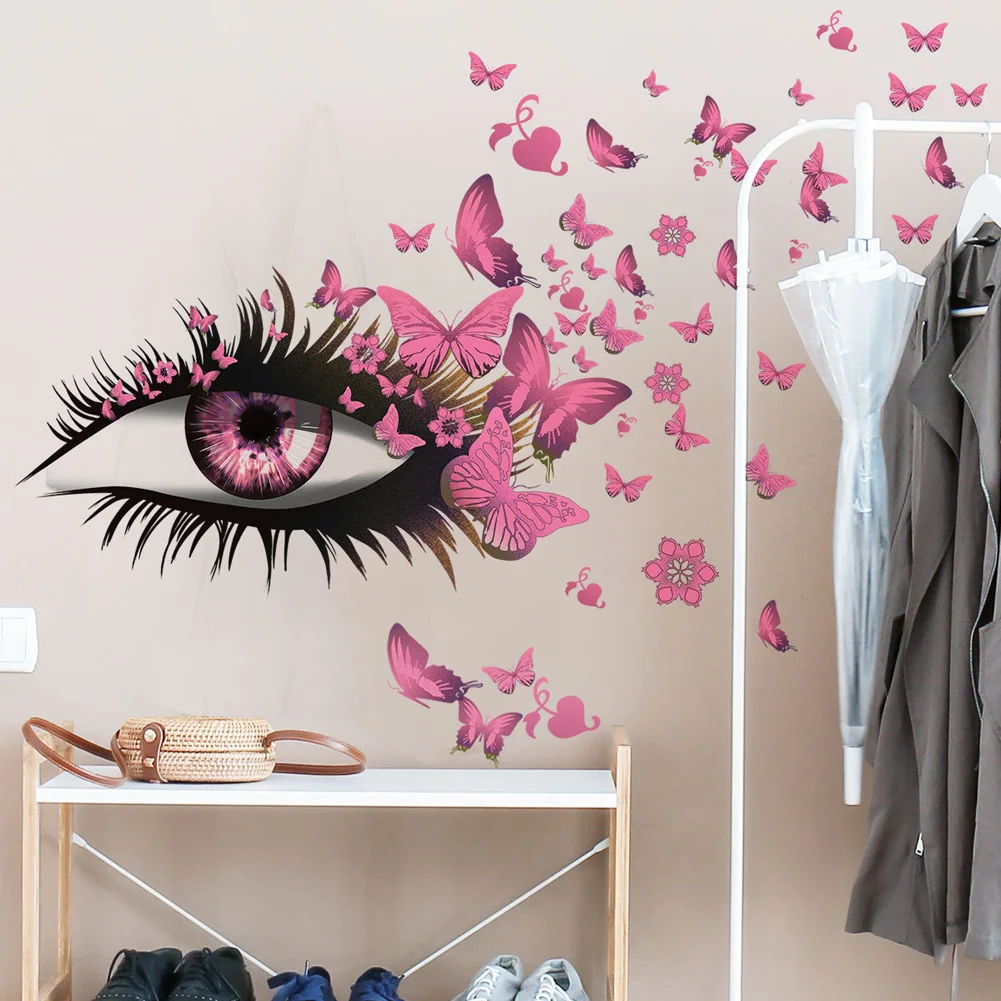 Kreatívne Skrášliť Nálepky Krásne Oko Motýľ Samolepky na Stenu pre Dievčatá, Izba, Obývacia Izba, Spálňa Domáce Dekorácie Umenie Tapety