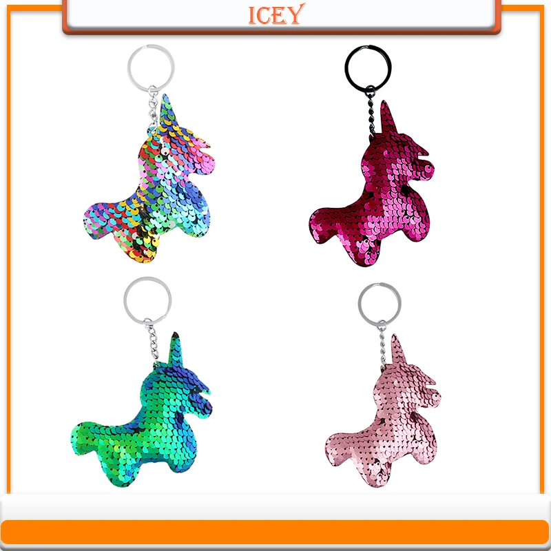 1pc Multicolor Flitrami Jednorožec Keychain Pre Deti DIY Morská víla Keychain Charms Keyring Prívesky, Šperky, Doplnky