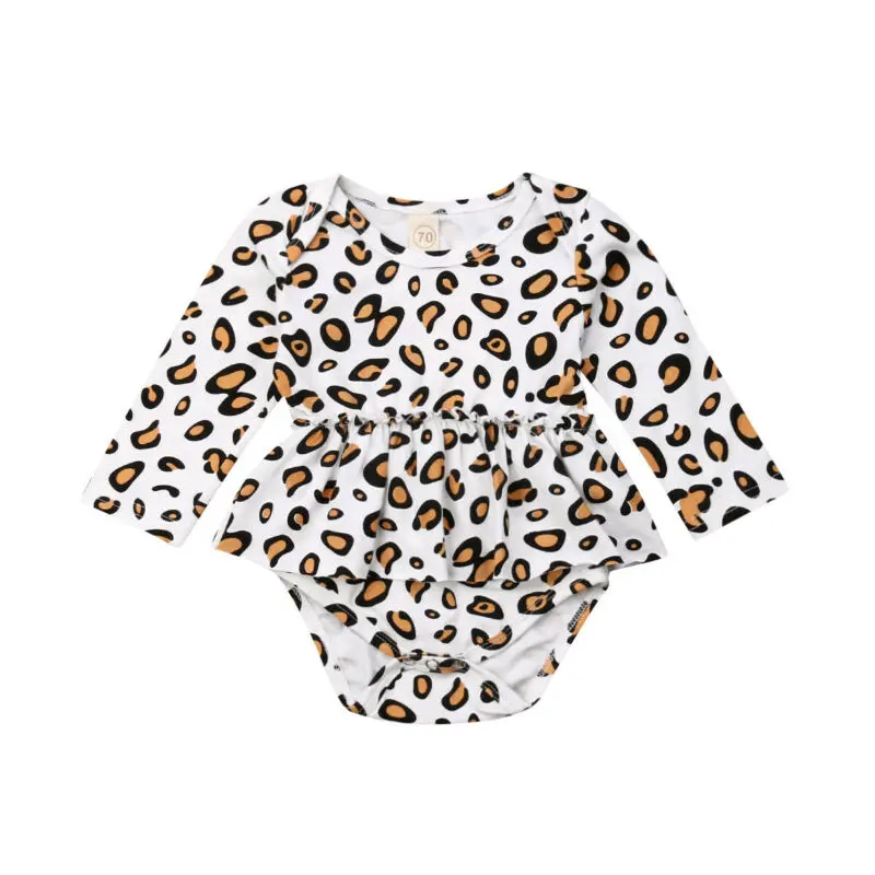 Detské Oblečenie 2019 Novorodenca Dievča Leopard tlač Dlhý Rukáv Kombinézu Jumpsuit Oblečenie Oblečenie Playsuit