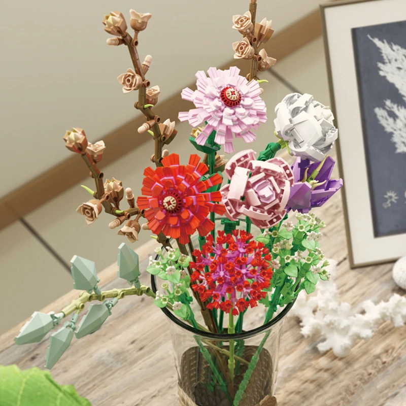 DIY Kvety Orchidea Kytice Phalaenopsis Rose Priateľmi MOC Succulents Črepníkové Rastliny Stavebné Bloky, Hračky Pre Dieťa Nesmrteľný Kvet