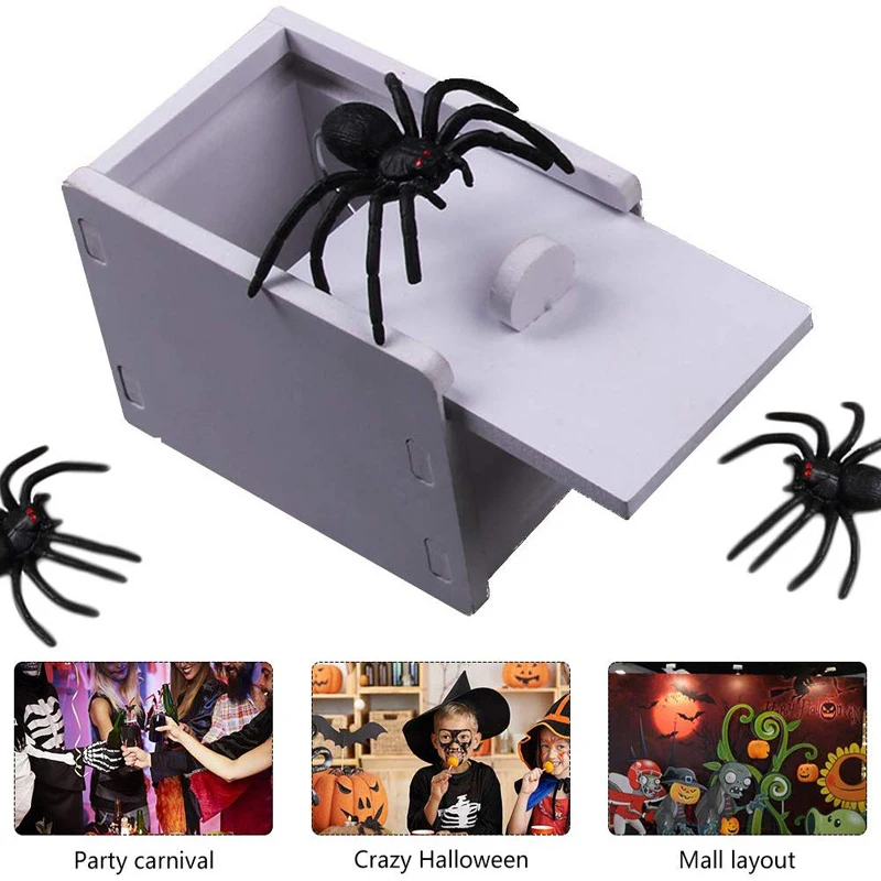 1 ks Vydesiť Okno Drevené Trik Strašiť Hračka Spider Gag Hračky Praktické Vtip, April Fool ' s Day Darček Prekvapenie Box