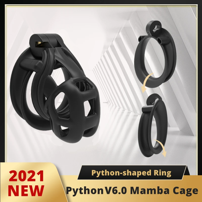 Vylepšená Verzia Mamba V6 3D Vytlačené Cobra Kohút Klietky Muž Mravnosť Zariadenie Double-Arc Manžeta na Penis Krúžok Otroctva sexuálnu Hračku, A518