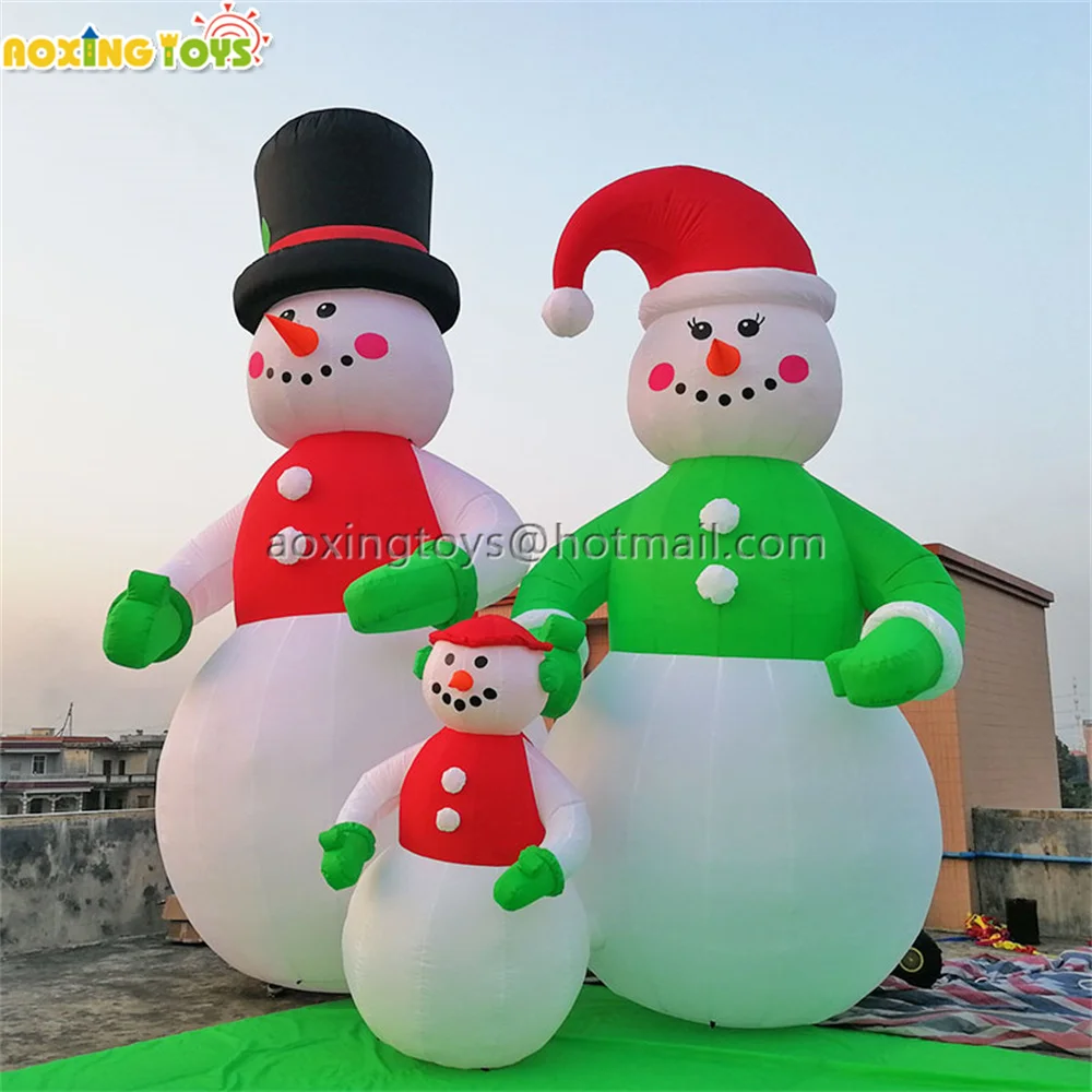 Obrie Vianočné Reklamné Dekorácie Vonkajšie Nafukovacie snehuliakov Rodiny S Dúchadlo Pre Podujatia Festivalu