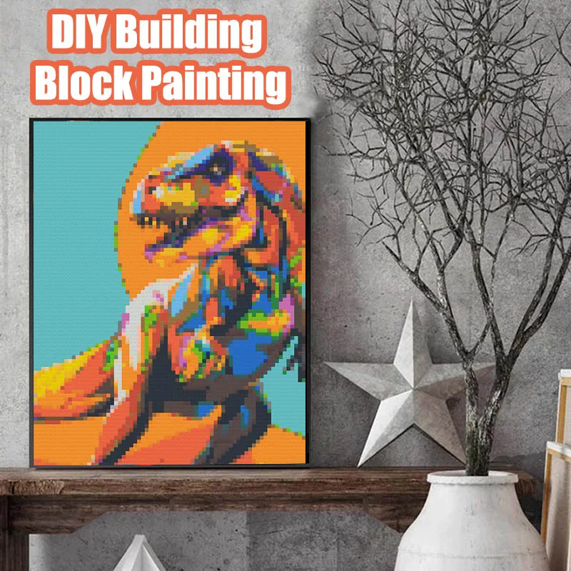 Dinosaurov Zvieratá Foto Vlastný DIY 6000PCS Mozaiky Maľovanie Pixel Art, stavebným Súkromné Dizajn Scenérie Nástenné Dekorácie Nápady