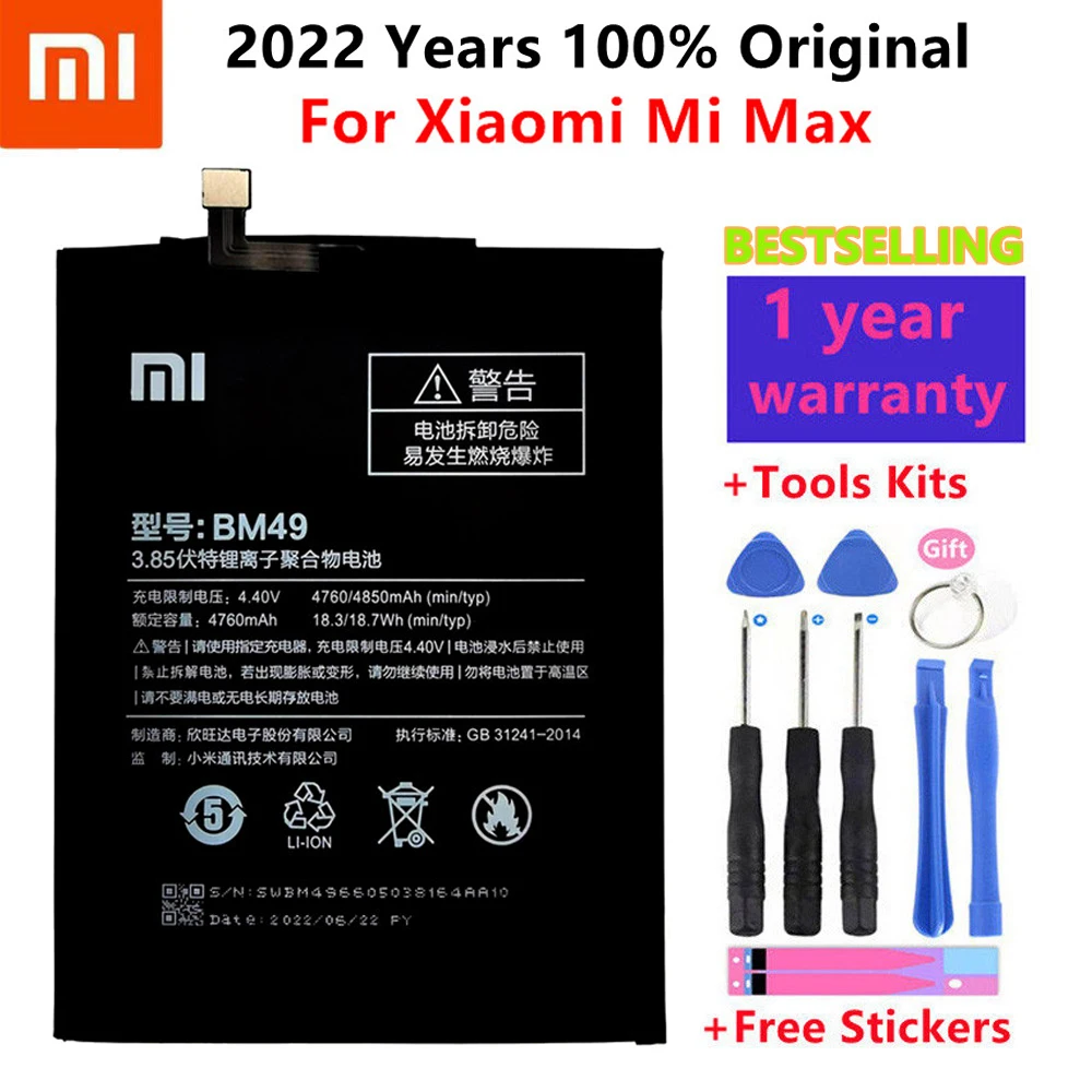 Xiao mi 100% Originálne BM49 4760mAh Batérie Pre Xiao Mi Max BM49 Vysokej Kvality Telefón Náhradné Batérie