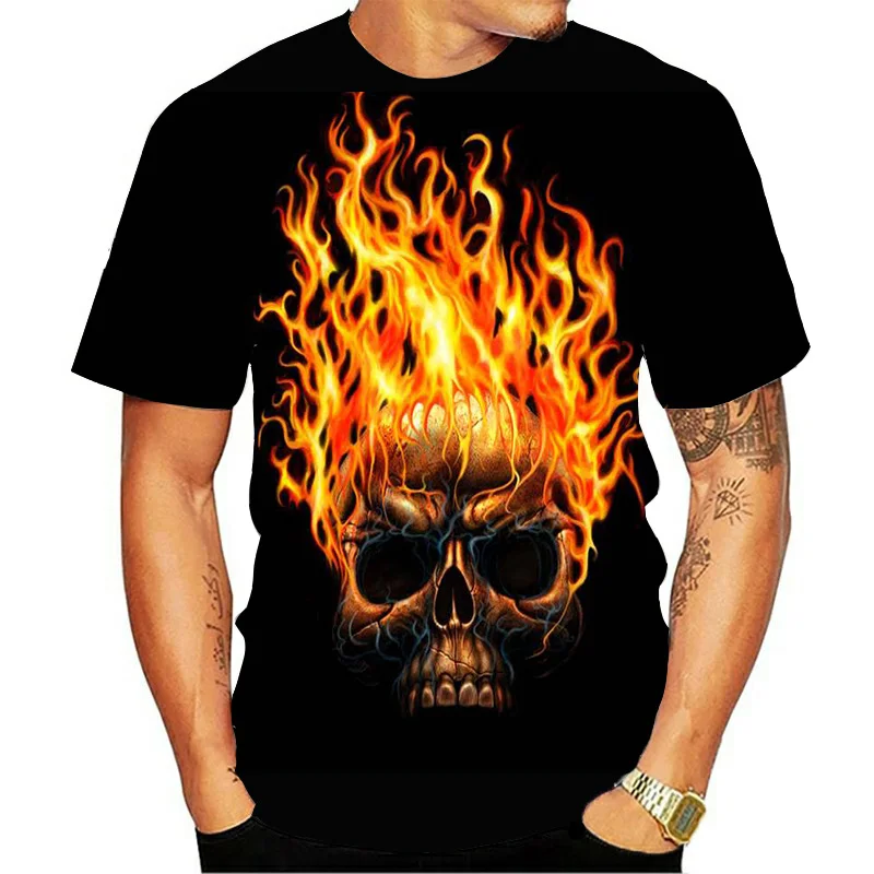 Pánske 2021 nové pánske t-shirt lete lebka pánske krátke rukávy T-shirt bežné priedušná vtipné tričko 3D vytlačené t-shirts