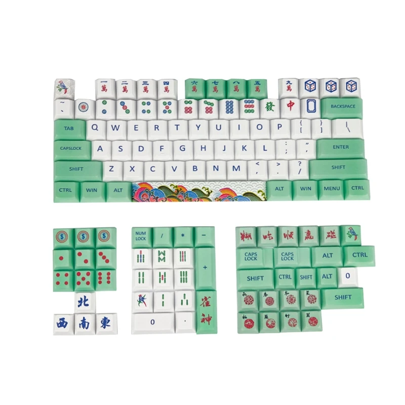 Kreatívne PBT Farbivo Subbed Mahjong Keycaps 127pcs Cherry Tlačidlo Profil Spp pre GK61 64 84 Tkl87 98 104 MX Prepínače Novinka