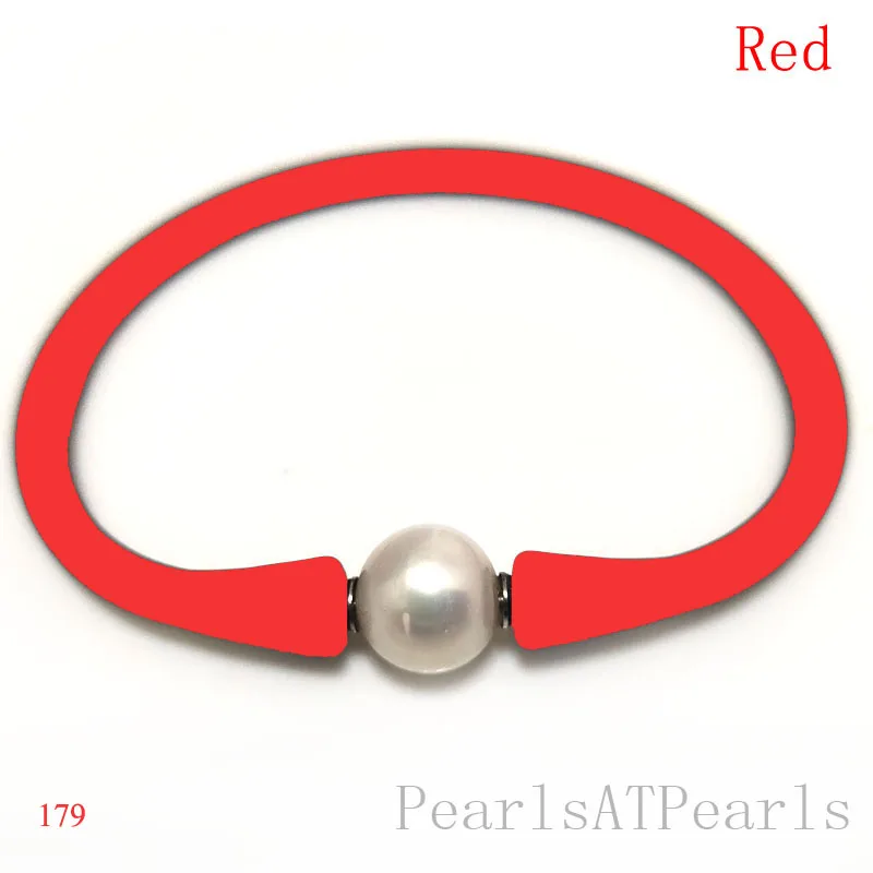 7.5 palcov 10-11 mm Jednej AA Prirodzené Kolo Pearl Červená Elastická Guma Silikónový Náramok