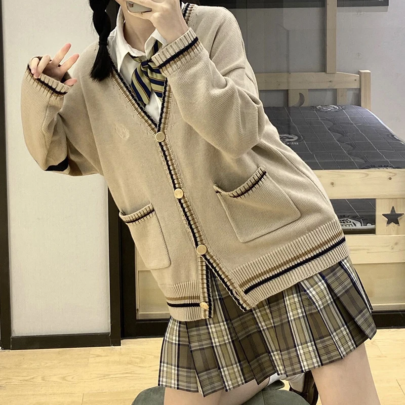 Japonské Dievčatá Loli tvaru JK Uniformy kórejských Študentov Voľné Bavlna Vesty Pletené Svetre Ženy Kabát Dievčatá Školské Uniformy