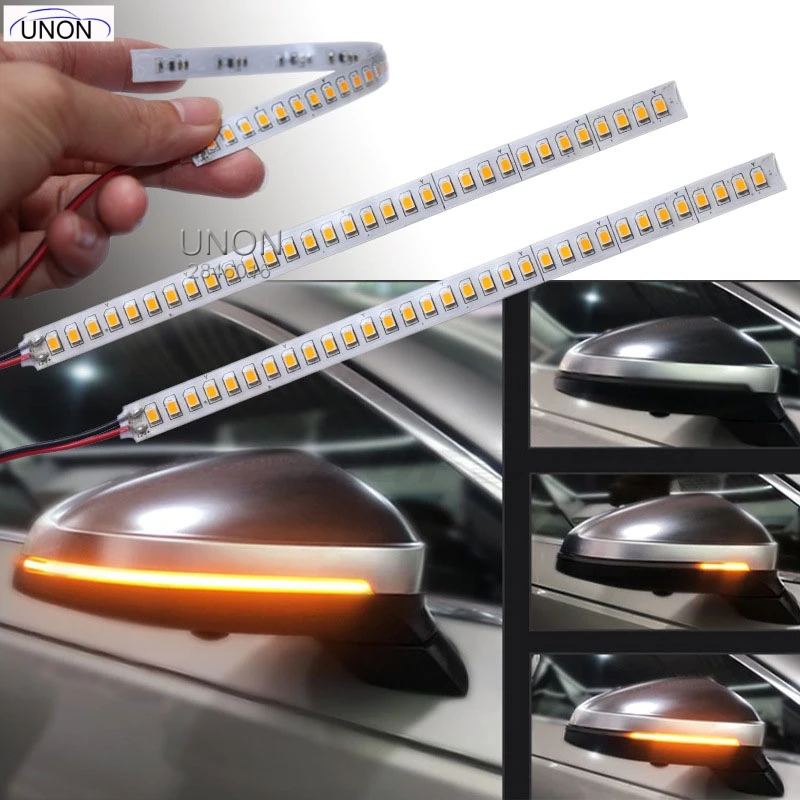 Automobilový priemysel Led Zrkadlo Prietok Pásy Led Retrofit Streamer Svetlá 12V Testov Vody Žltá