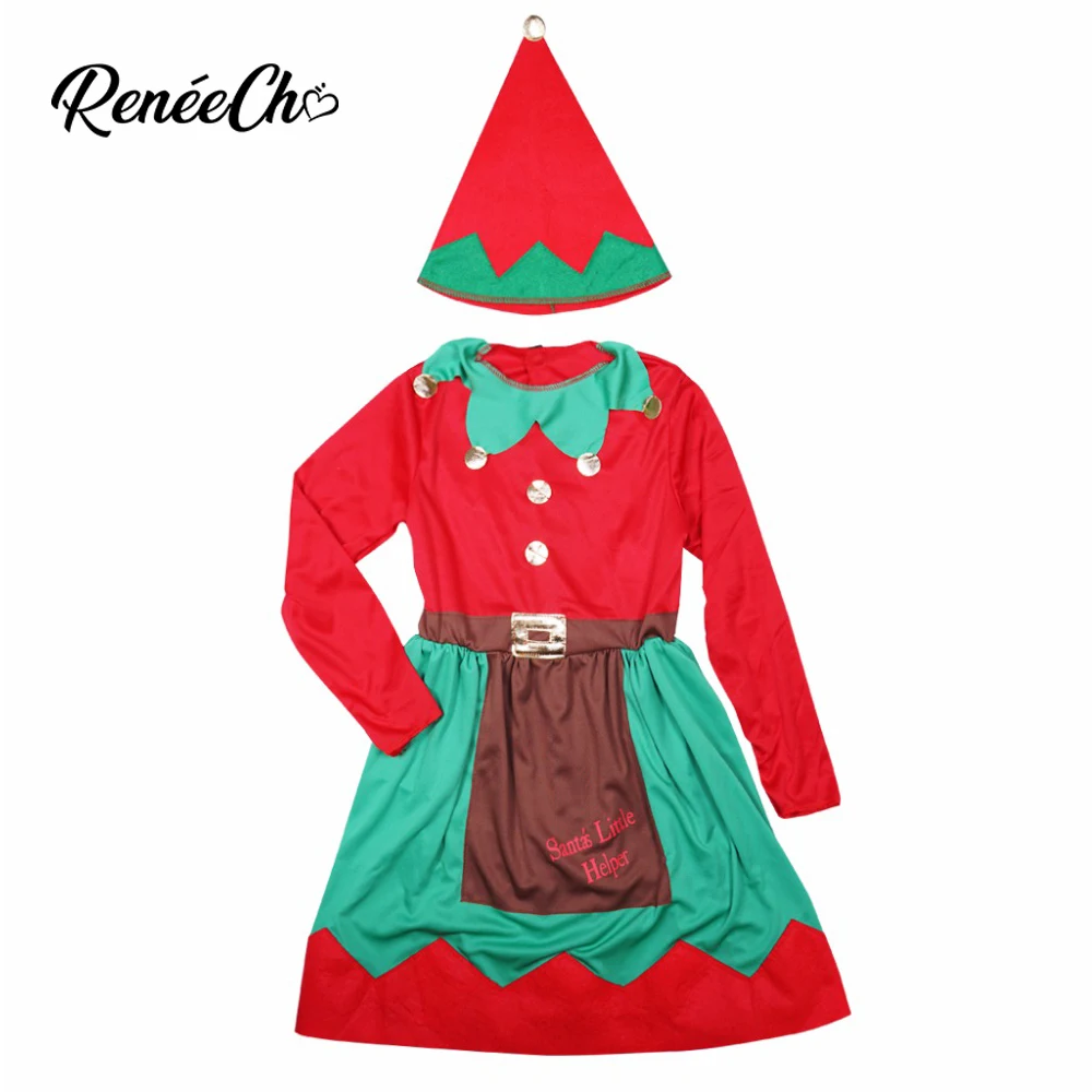 Reneecho 2018 Batoľa Vianočný Kostým pre Deti Santa Claus Šaty Dievčatá Dovolenku Christmas Elf Cosplay Deti Festival Oblečenie