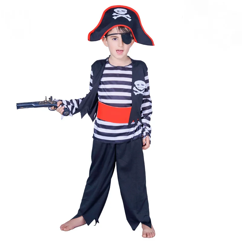 Halloween Cosplay Kostým detský Mužov Prekladané Pirátske Oblečenie Maškaráda Kostým Fáze Výkonu Kostým